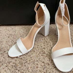 GC White Chunky Heels